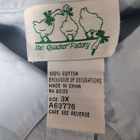 Women's The Quacker Factory Light Blue Hot Air Balloon Button Down 3X - Picture 12 of 16